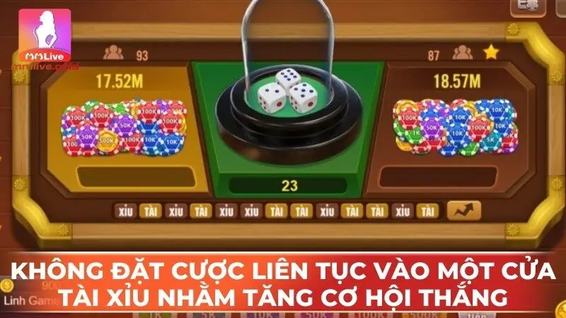 Không đặt cược liên tục vào một cửa Tài Xỉu nhằm tăng cơ hội thắng